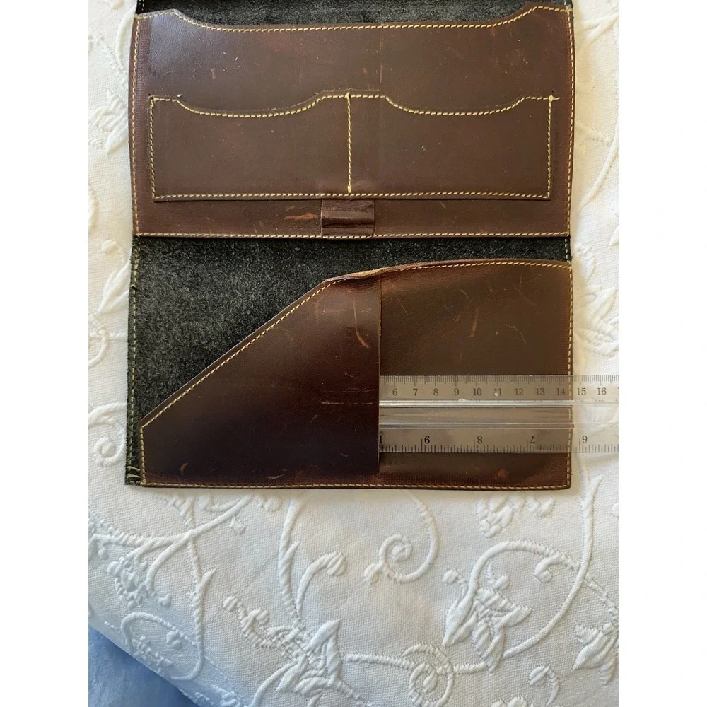 Vintage 90s Canada Eddie Bauer Black Genuine Leather Document Passport Holder